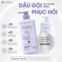 Cặp gội xả phục hồi hư tổn siêu suôn mượt Elvawell 500ml (tím)