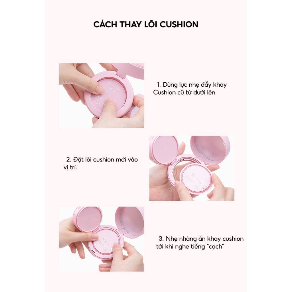 Cushion Kèm Phấn Phủ 2in1 MENOW Rouge Light Makeup Powder Cushion Powder Cream