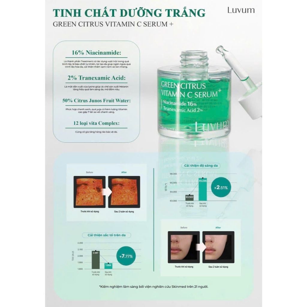 Tinh Chất Dưỡng Sáng, Mờ Thâm Luvum Green Citrus Vitamin C Serum 30ml