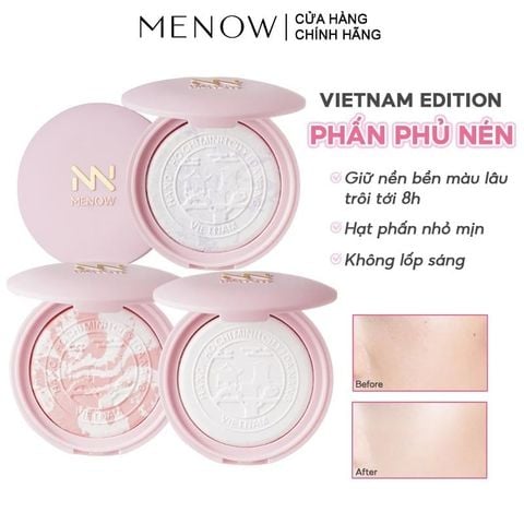Phấn Phủ Dạng Nén Mỏng Nhẹ Tự Nhiên (thủy tinh) Menow Clear Radiant Pressed Powder