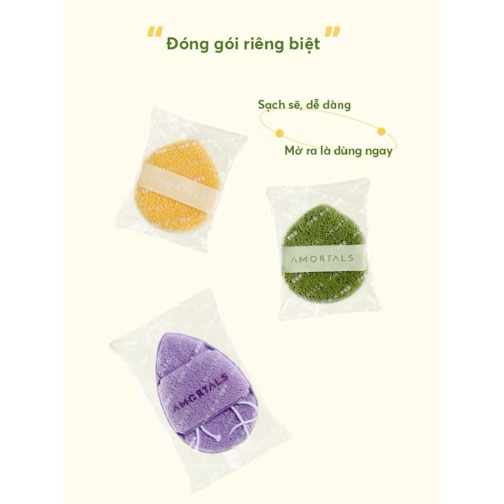 Set 3 Bông Mút Rửa Mặt Bọt Biển Amortal