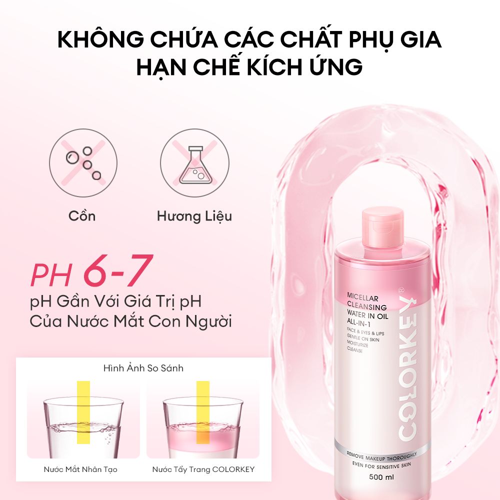 Nước Tẩy Trang Có Dầu COLORKEY Dễ Dàng Tẩy Trang Mọi Lớp Makeup, Không Gây Cay Mắt