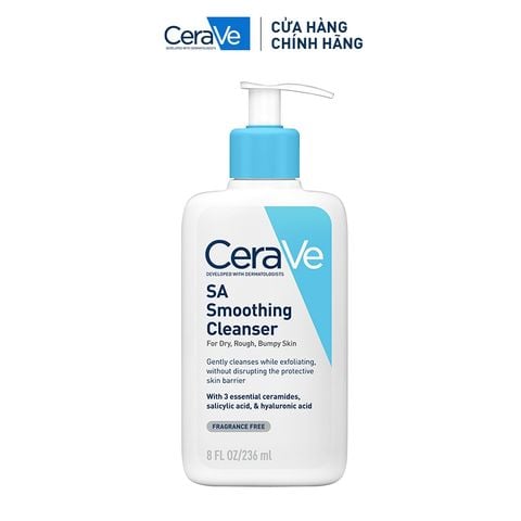 Sữa Rửa Mặt Cerave Làm Sạch Sâu Cho Da Mụn, Tẩy Da Chết Dịu Nhẹ Developed With Dermatologists SA Smoothing Cleanser