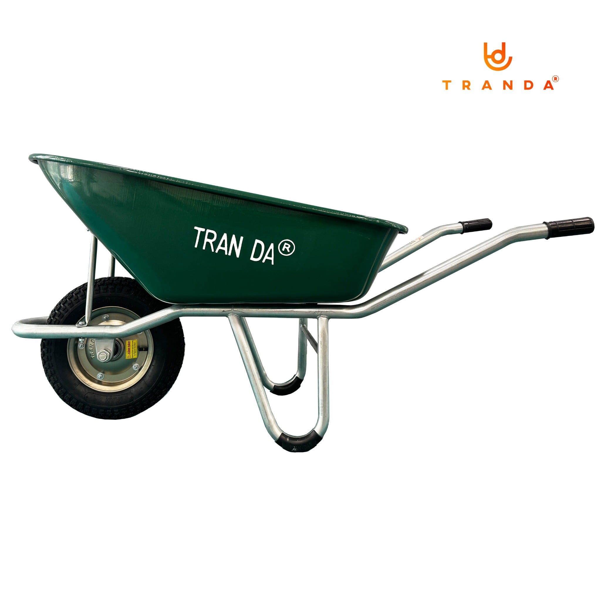  Xe rùa thùng tôn xanh lá 100L dày 0.9mm, sườn ống mạ kẽm, bánh hơi 3.50-8, tải trọng 180 Kg 