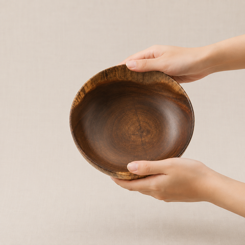 Bát tròn thấp gỗ keo