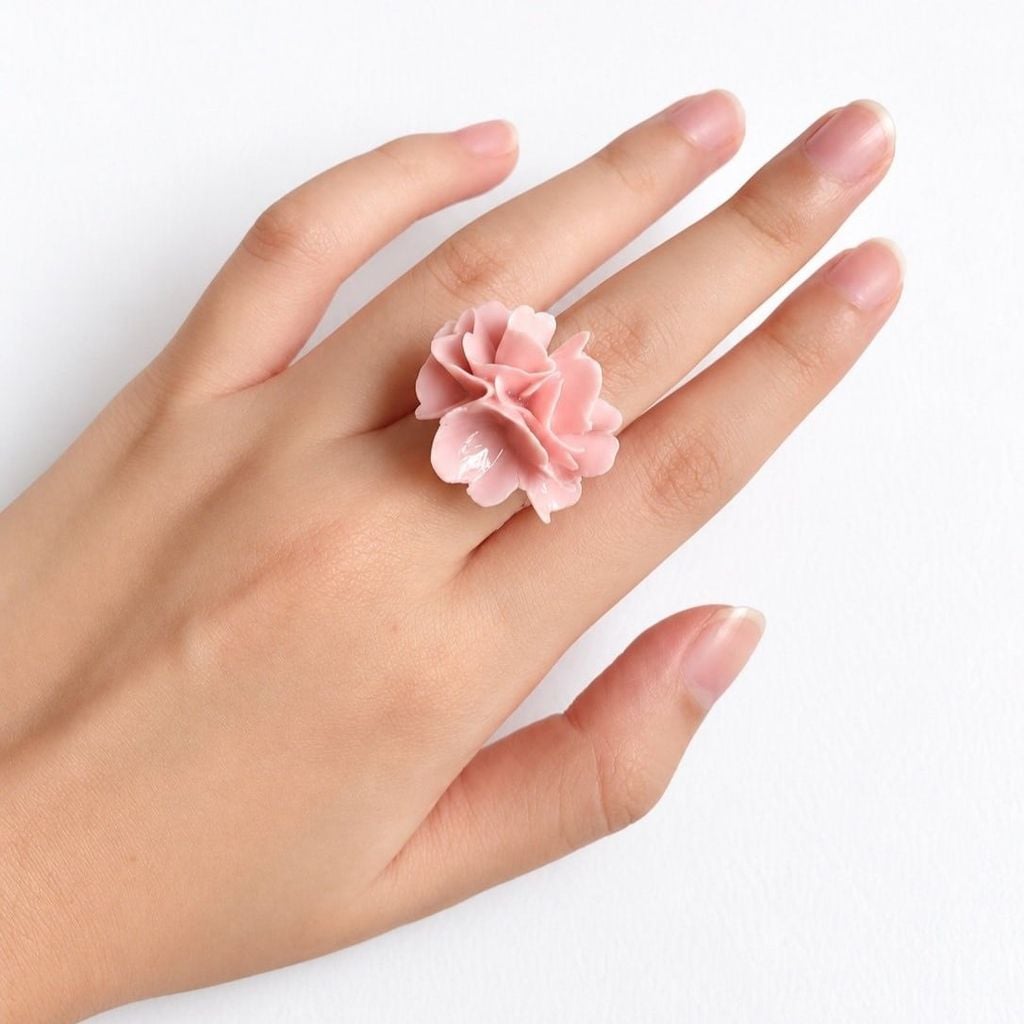 Nhẫn gốm thủ công, Bát Tràng (hồng phấn)