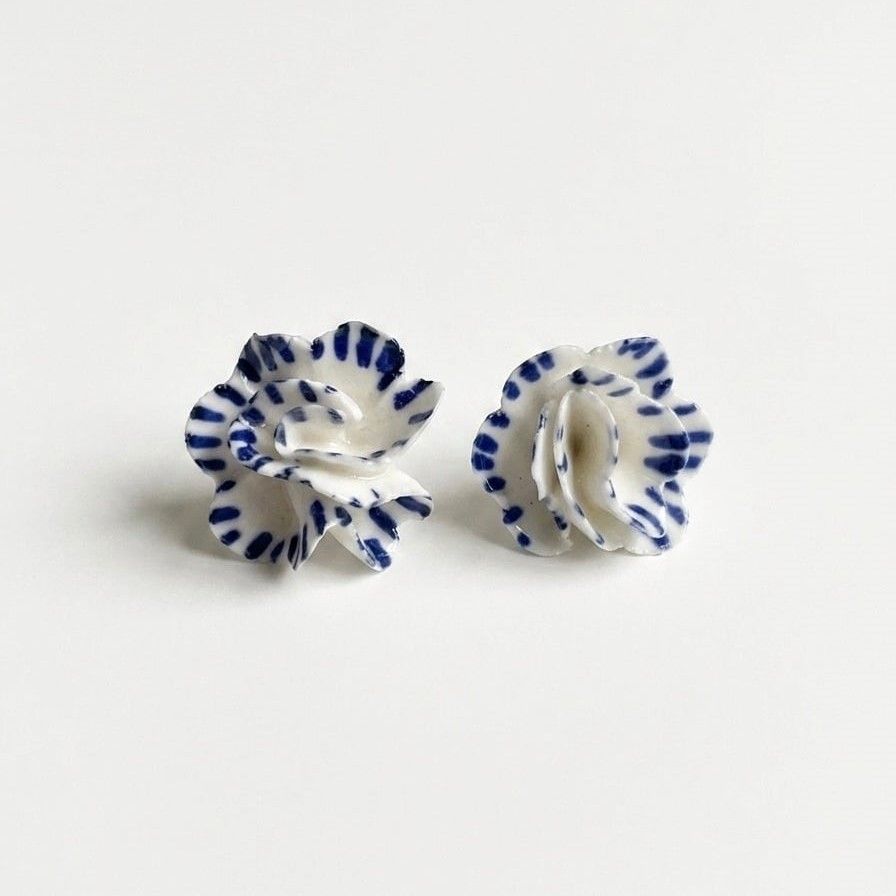 Khuyên tai gốm thủ công, Bát Tràng (Vảy xanh)