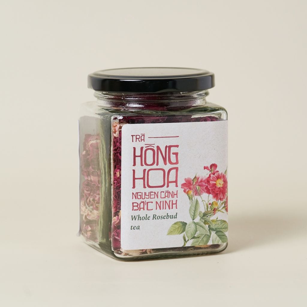 Trà hồng hoa nguyên cánh, Bắc Ninh 20gr (Hộp thủy tinh)
