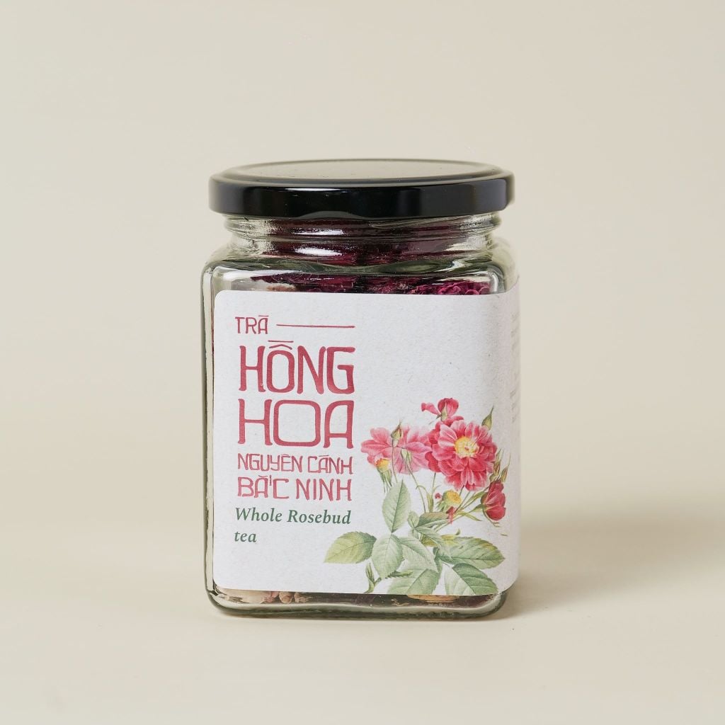 Trà hồng hoa nguyên cánh, Bắc Ninh 20gr (Hộp thủy tinh)