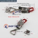  Sập móc nhanh, kẹp định vị GH4001k (4001k) inox 304 có lỗ móc khóa 