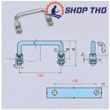  Tay kéo chữ U inox 304 khớp gấp 90 độ 150x9x55mm 