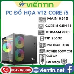 Máy tính để bàn PC Đồ Họa VT8 (Main H510, CPU Core i5 11400F, DDR4 8GB, SSD256GB, VGA 1030-4GB, CASE+PSU 500W)