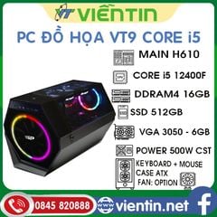 Máy tính để bàn PC Đồ Họa VT9 (Main H610, CPU Core i5 12400F I DDR4 16GB I SSD 512GB I VGA 3050-6GB I CASE I PSU 500W)
