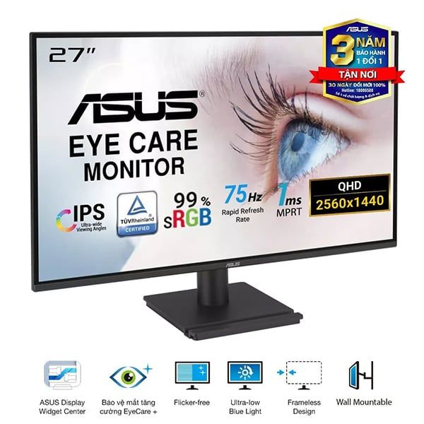Màn hình LCD 27'' ASUS VA27AQ - IPS - 2K