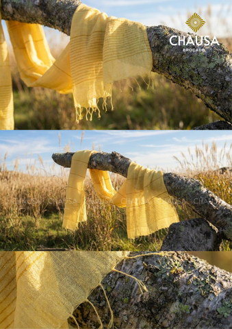  Khăn Choàng Sợi Tơ Tằm Thủ Công Dân Tộc Thái Trắng - Được dệt từ 70% tơ tằm tự nhiên, nhuộm màu củ nghệ thủ công truyền thống, nguyên liệu thiên nhiên, an toàn 