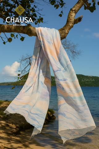  Khăn Choàng Sợi Tơ Tằm Thủ Công Dân Tộc Thái Trắng - Được dệt từ 100% tơ tằm tự nhiên, nhuộm loang thủ công, áp dụng công thức mới 