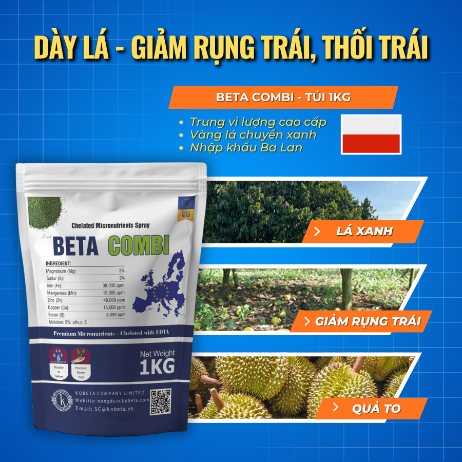 Phân Bón Lá Trung Vi Lượng Beta Combi Nhập Khẩu Châu Âu Túi 1kg