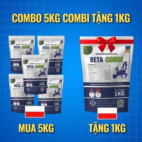 COMBO 6 TÚI 1KG Beta Combi - Phân Bón Trung Vi Lượng Ba Lan (mua 5 tặng 1) 