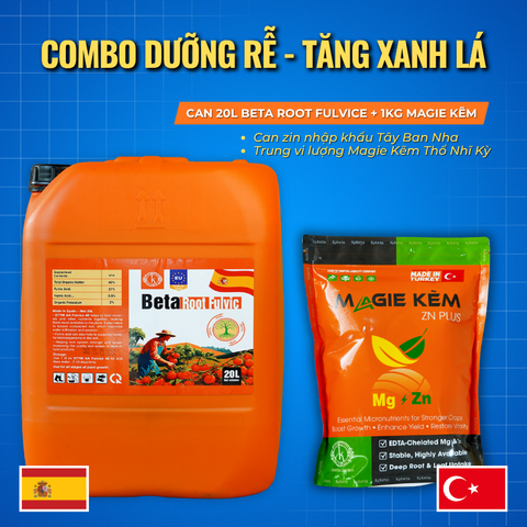  Combo Can Zin 20L BETA ROOT FULVIC + 1kg MAGIE KẼM Thổ Nhĩ Kỳ 