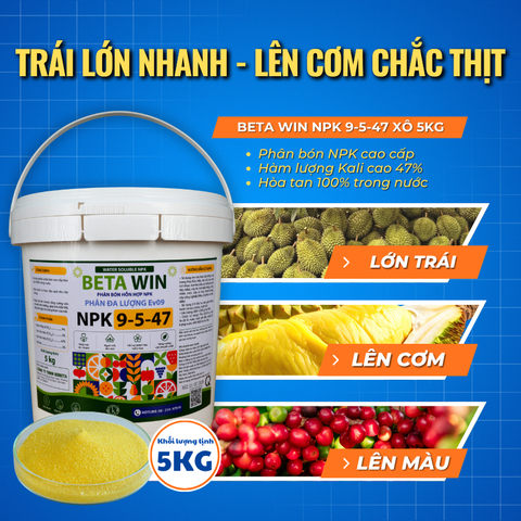 Phân Bón Beta Win NPK 9-5-47 Kali Cao - Xô 5kg 