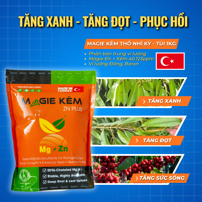 Phân Bón Trung Vi Lượng Magie Kẽm Túi 1kg Nhập Khẩu Thổ Nhĩ Kỳ