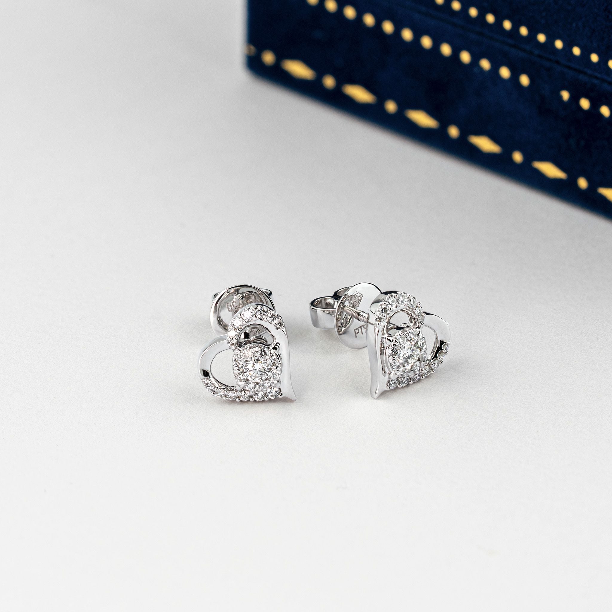 ACCENTED HEART STUD EARRINGS