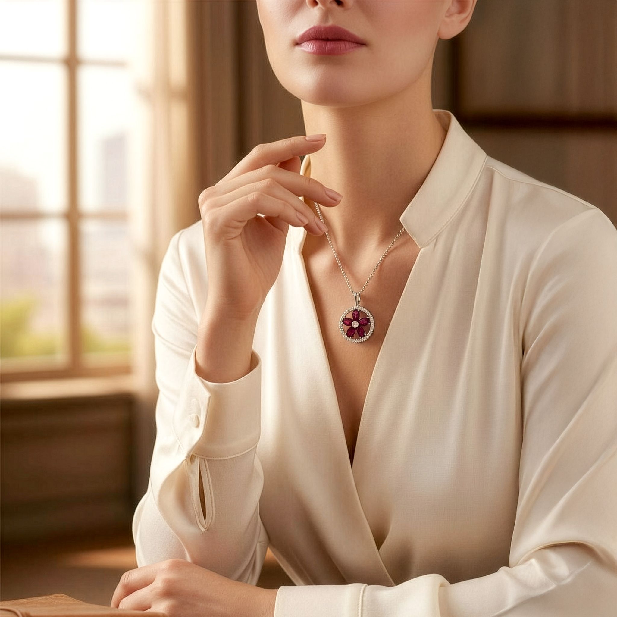 ACCENTED FLORAL PENDANT