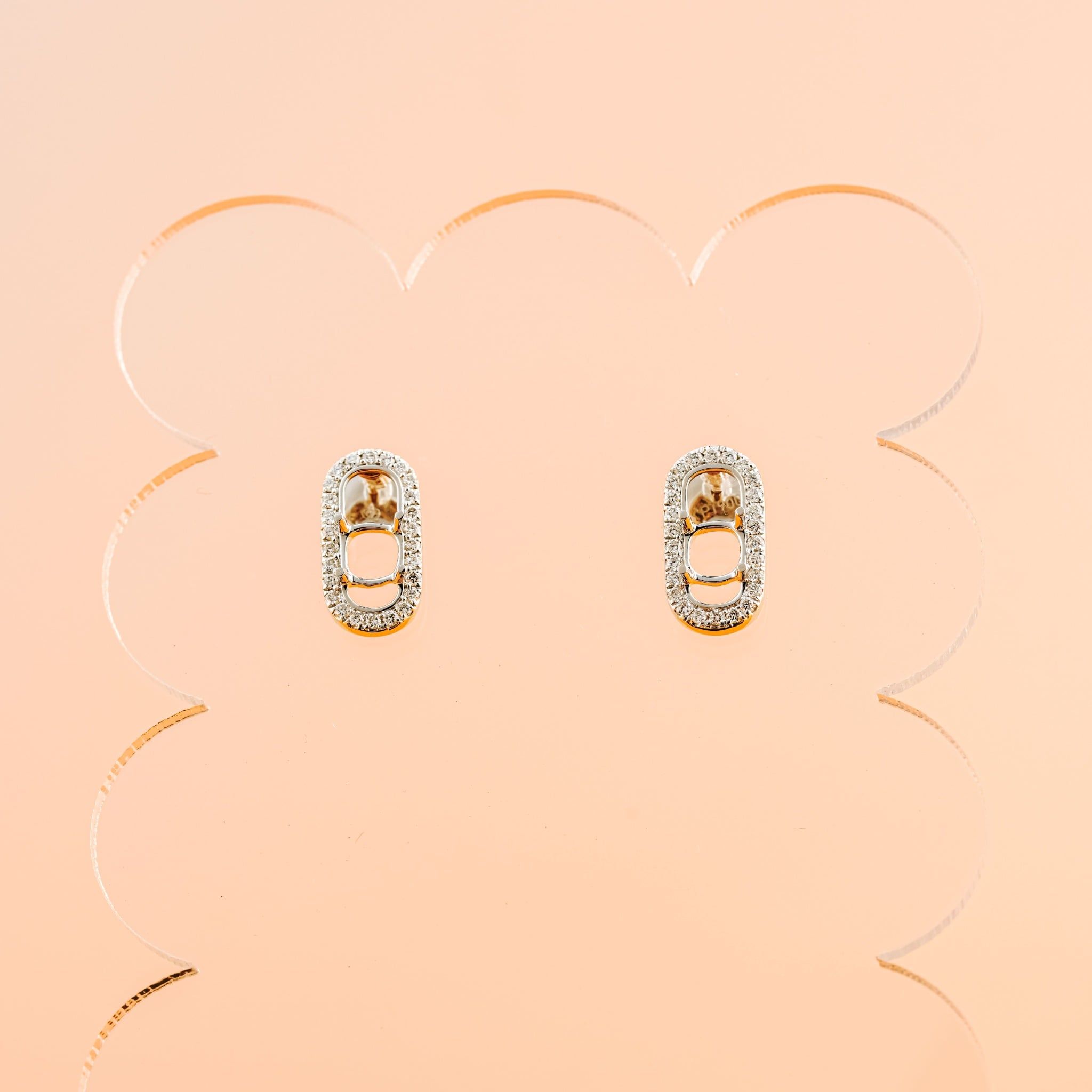 PAPERCLIP SEMI-SET STUD EARRINGS