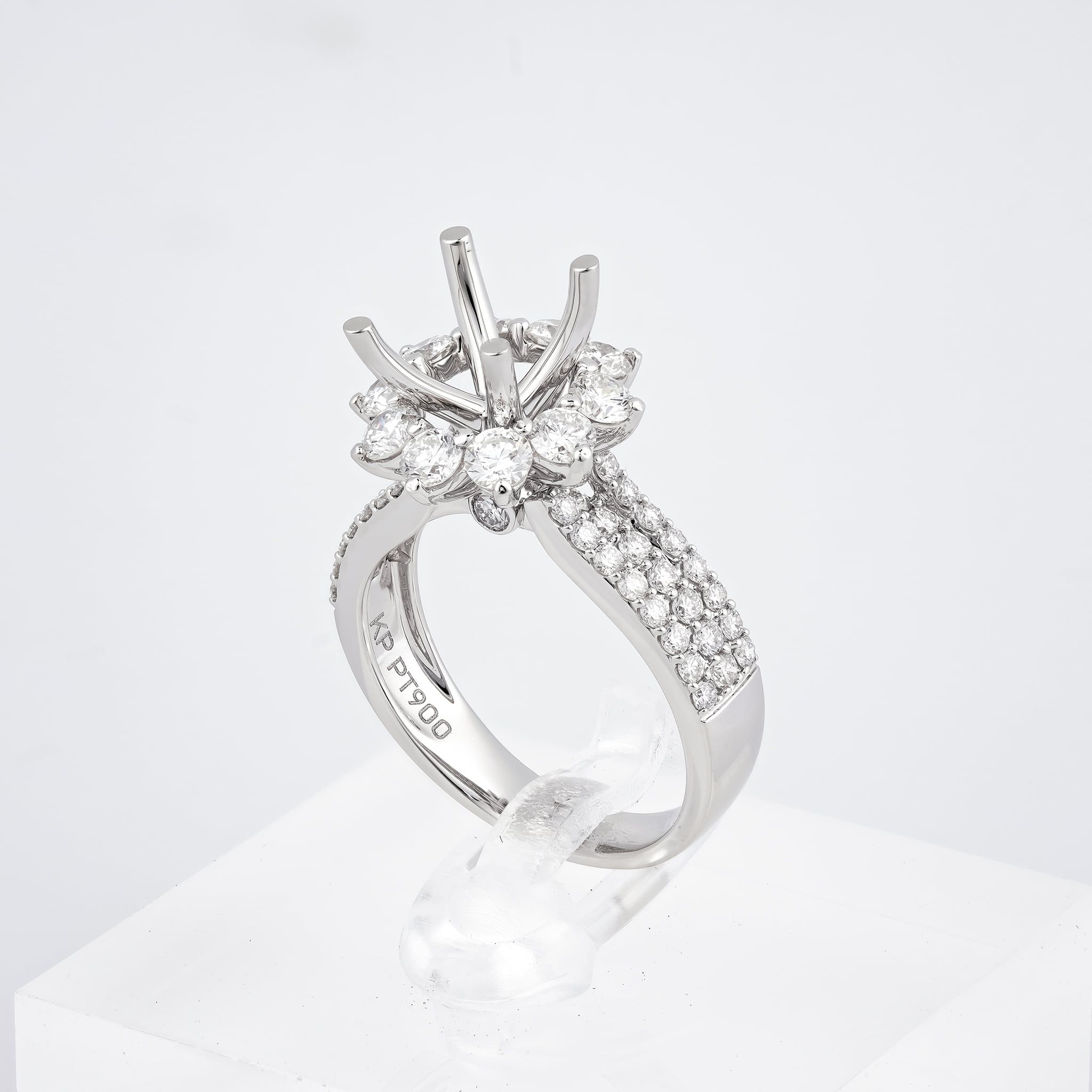 FLORAL HALO TRIPLE-ROW SEMI-SET RING