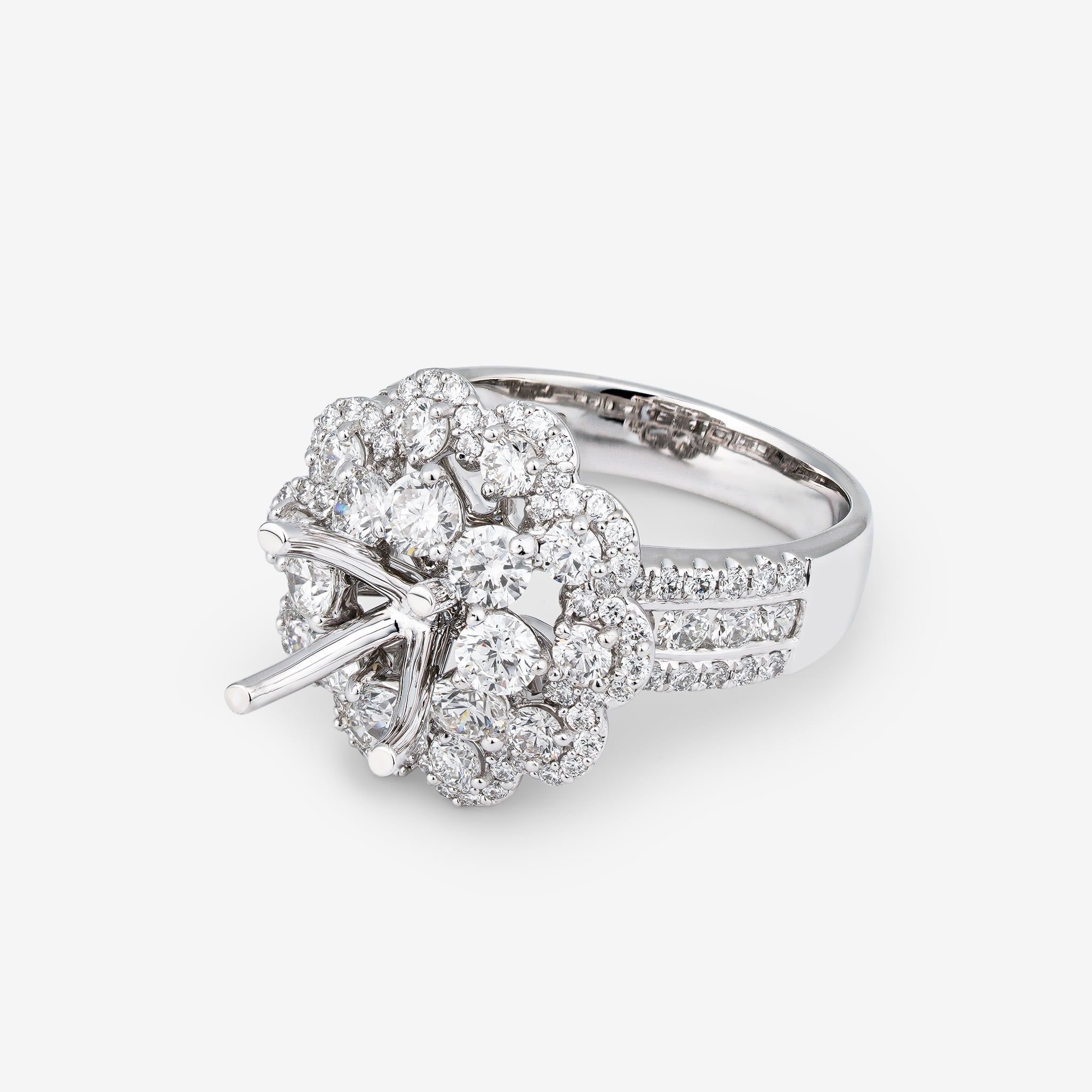 DOUBLE-TIER HALO SEMI-SET RING
