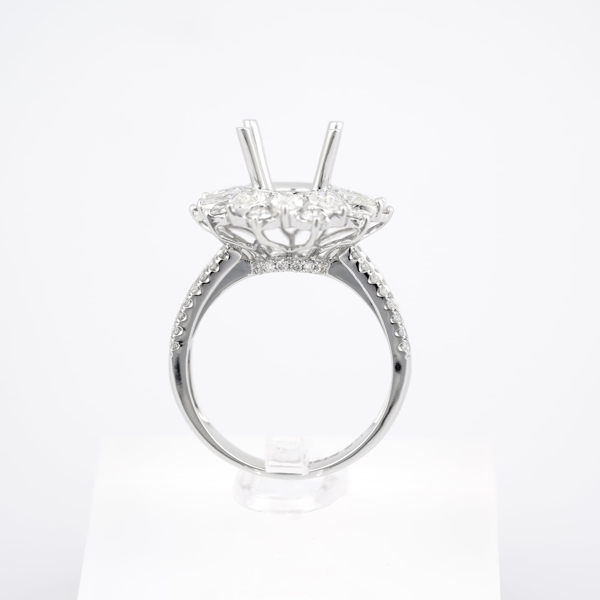 FLORAL DOUBLE-HALO-STYLE SEMI-SET RING