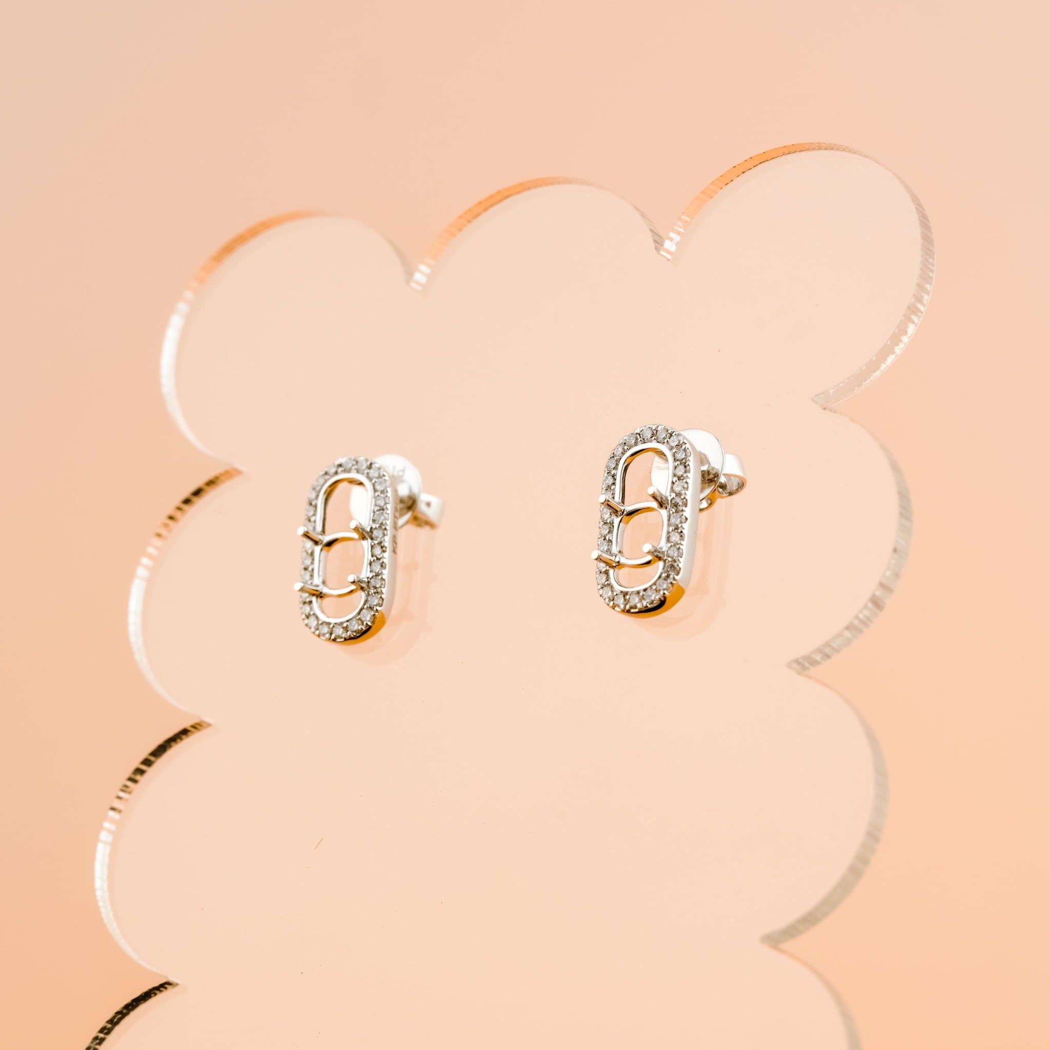 PAPERCLIP SEMI-SET STUD EARRINGS