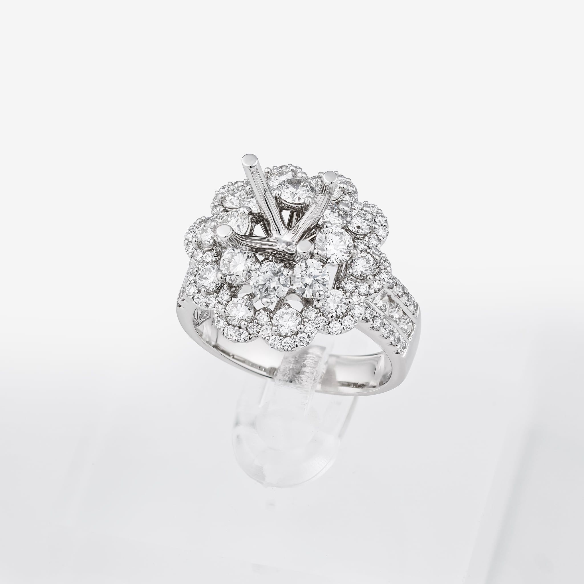 DOUBLE-TIER HALO SEMI-SET RING