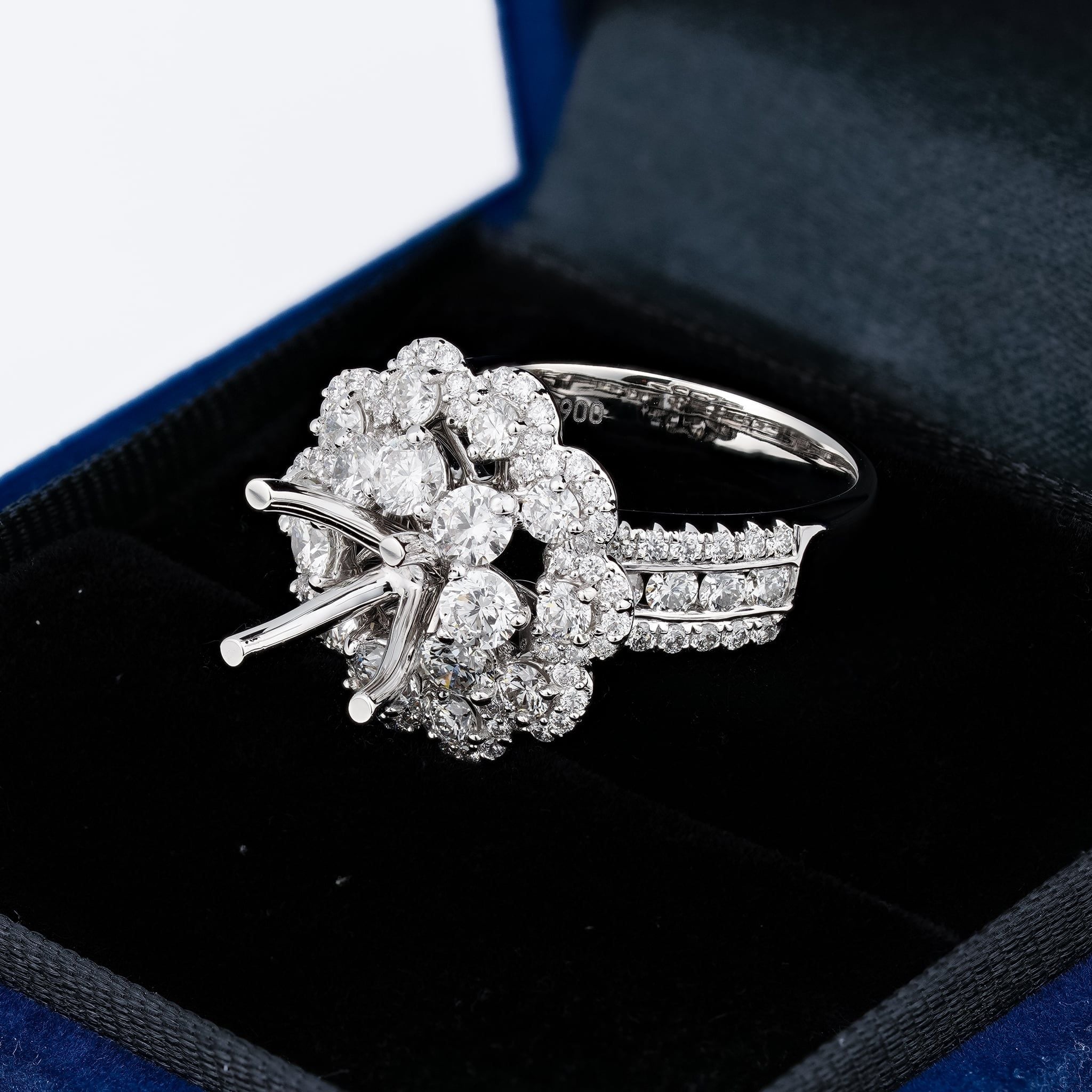 DOUBLE-TIER HALO SEMI-SET RING
