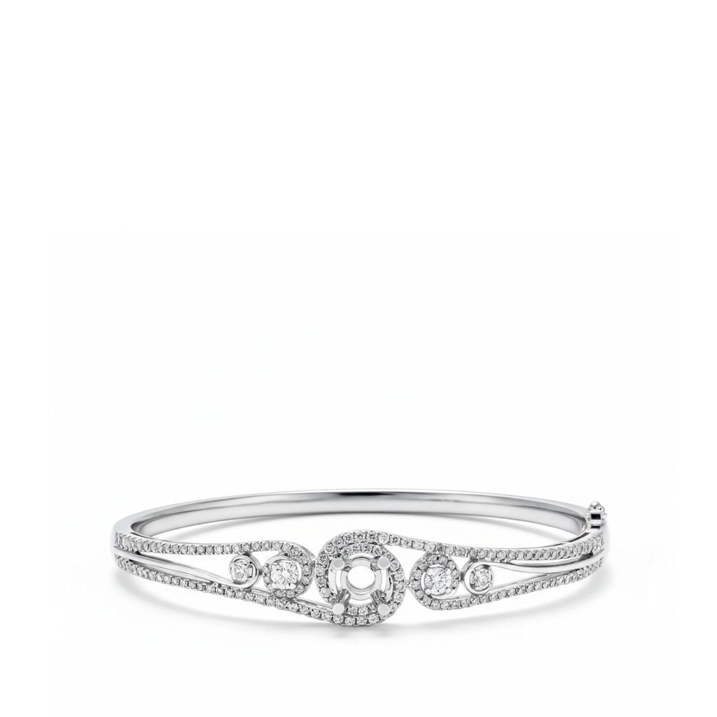 SEMI-SET INTERLOCKING HALO BANGLE 