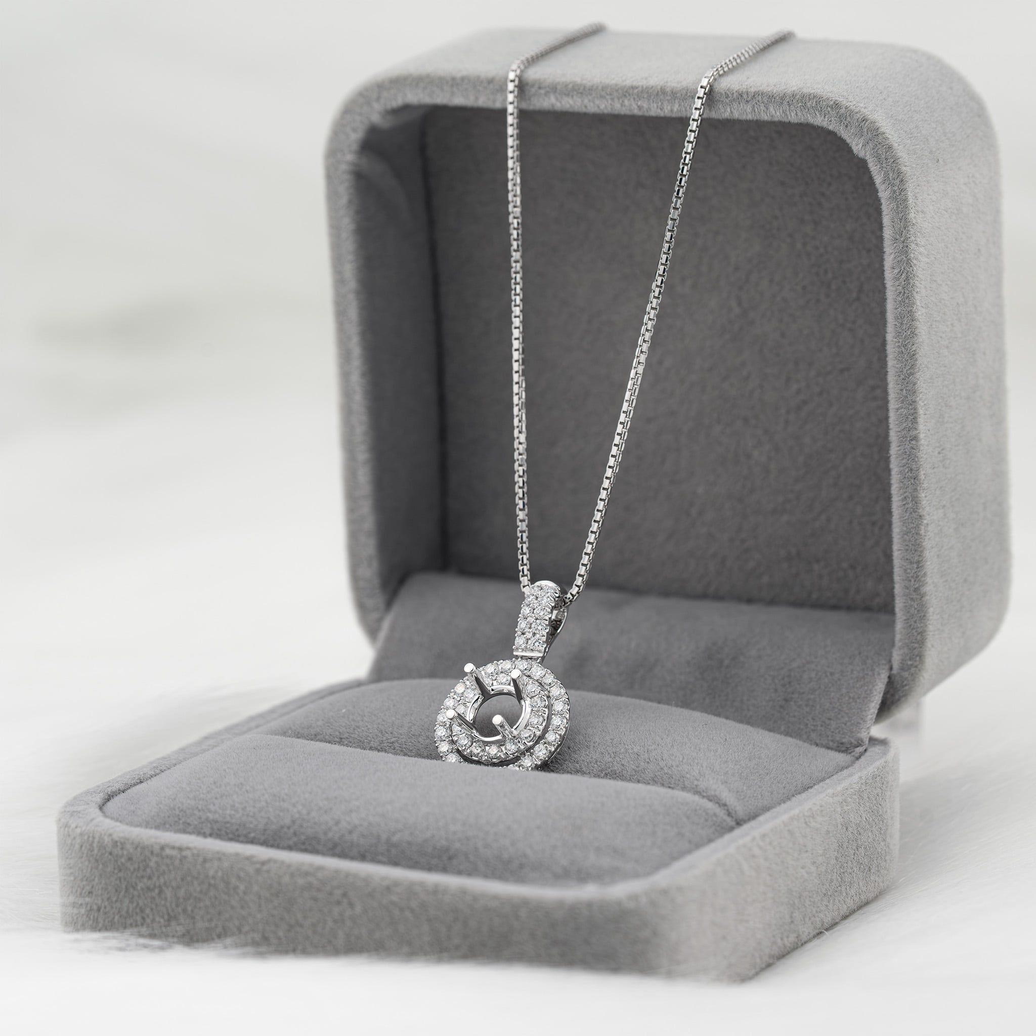 DOUBLE HALO SEMI-SET PENDANT