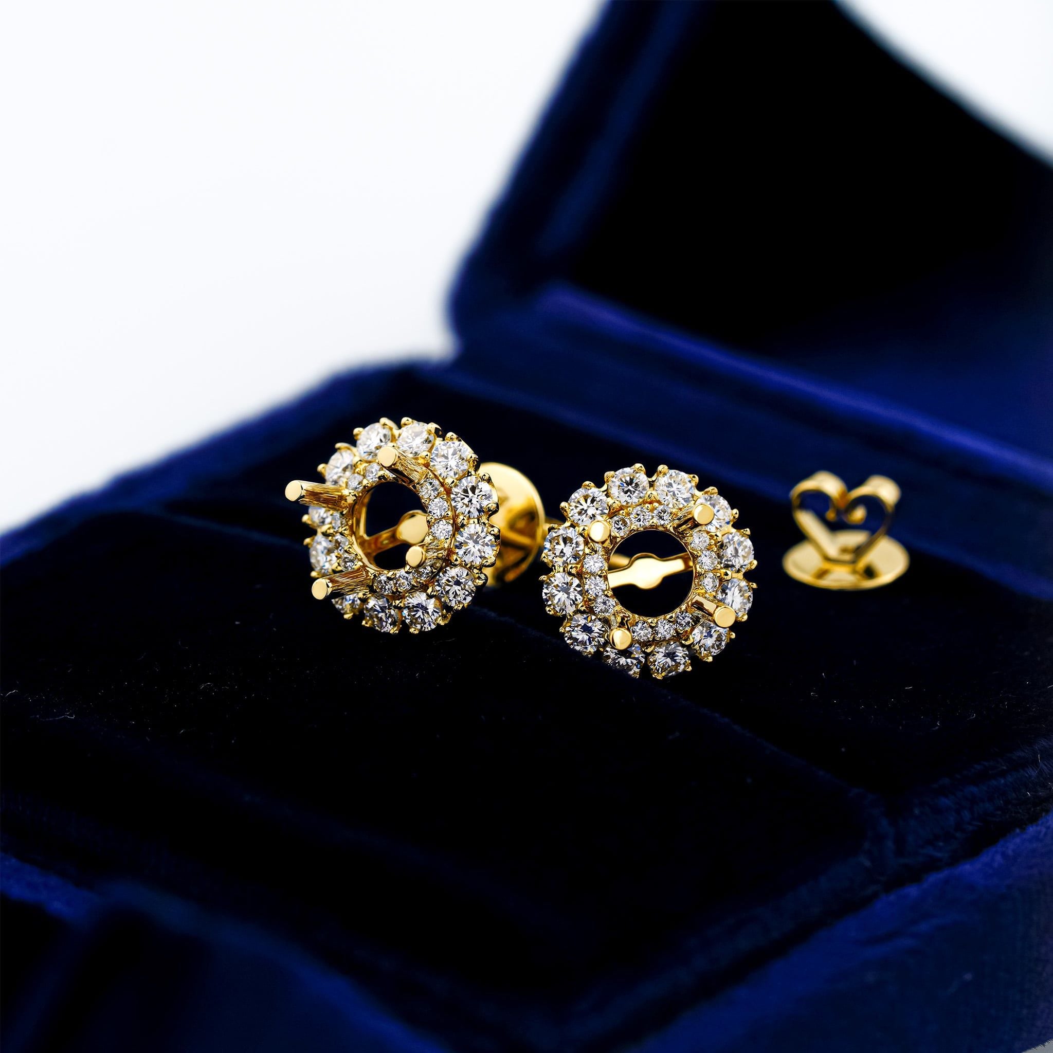 DOUBLE HALO SEMI-SET EARRINGS