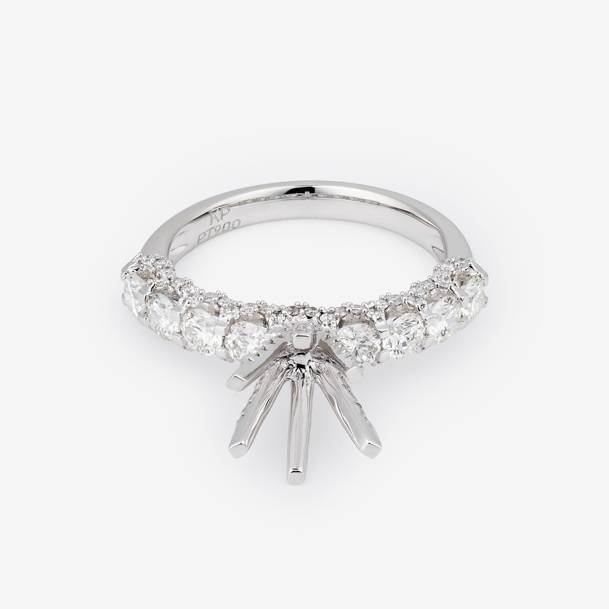 CROWN HEAD SEMI-SET RING