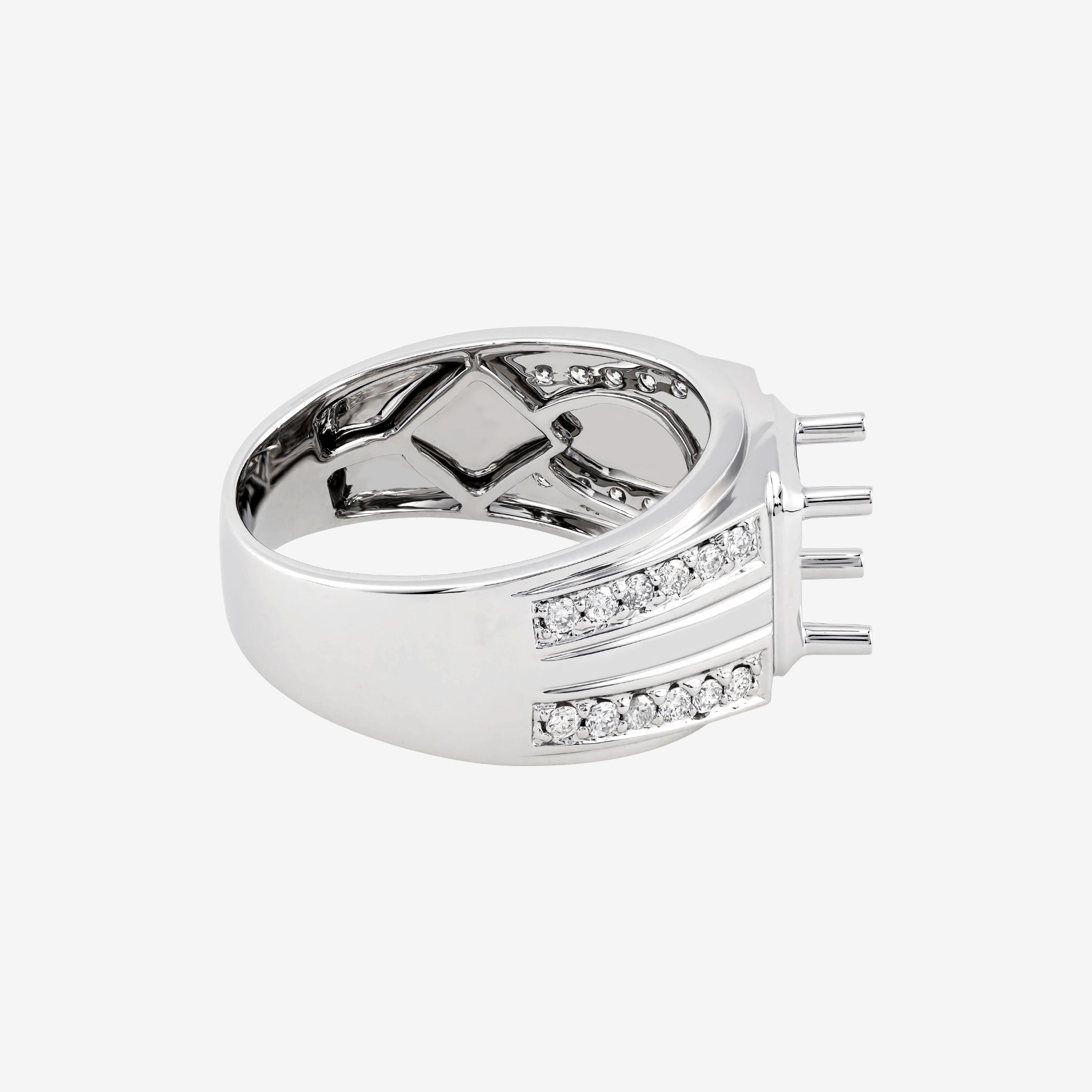 GEOMETRIC SQUARE COLLET SEMI-SET MEN RING