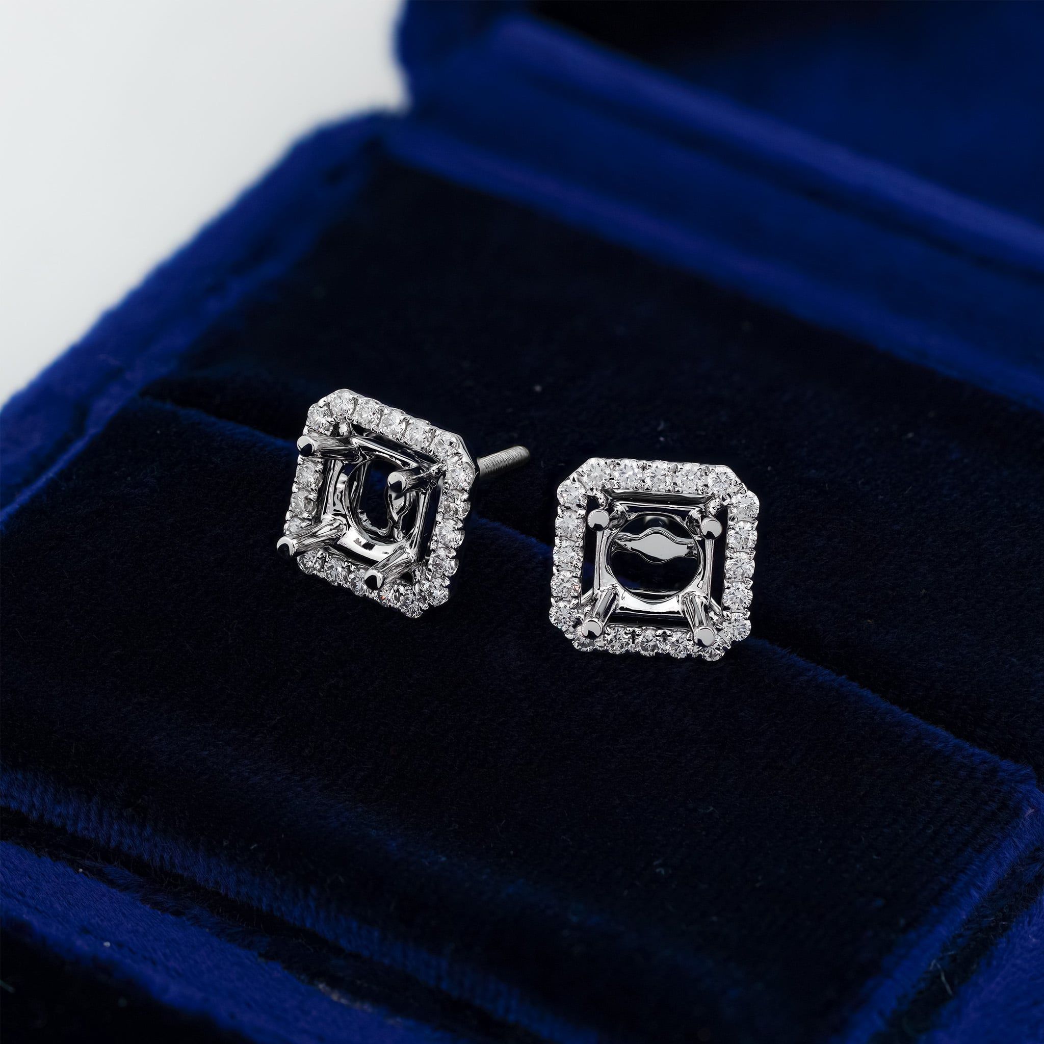 CUSHION HALO SEMI-SET EARRINGS