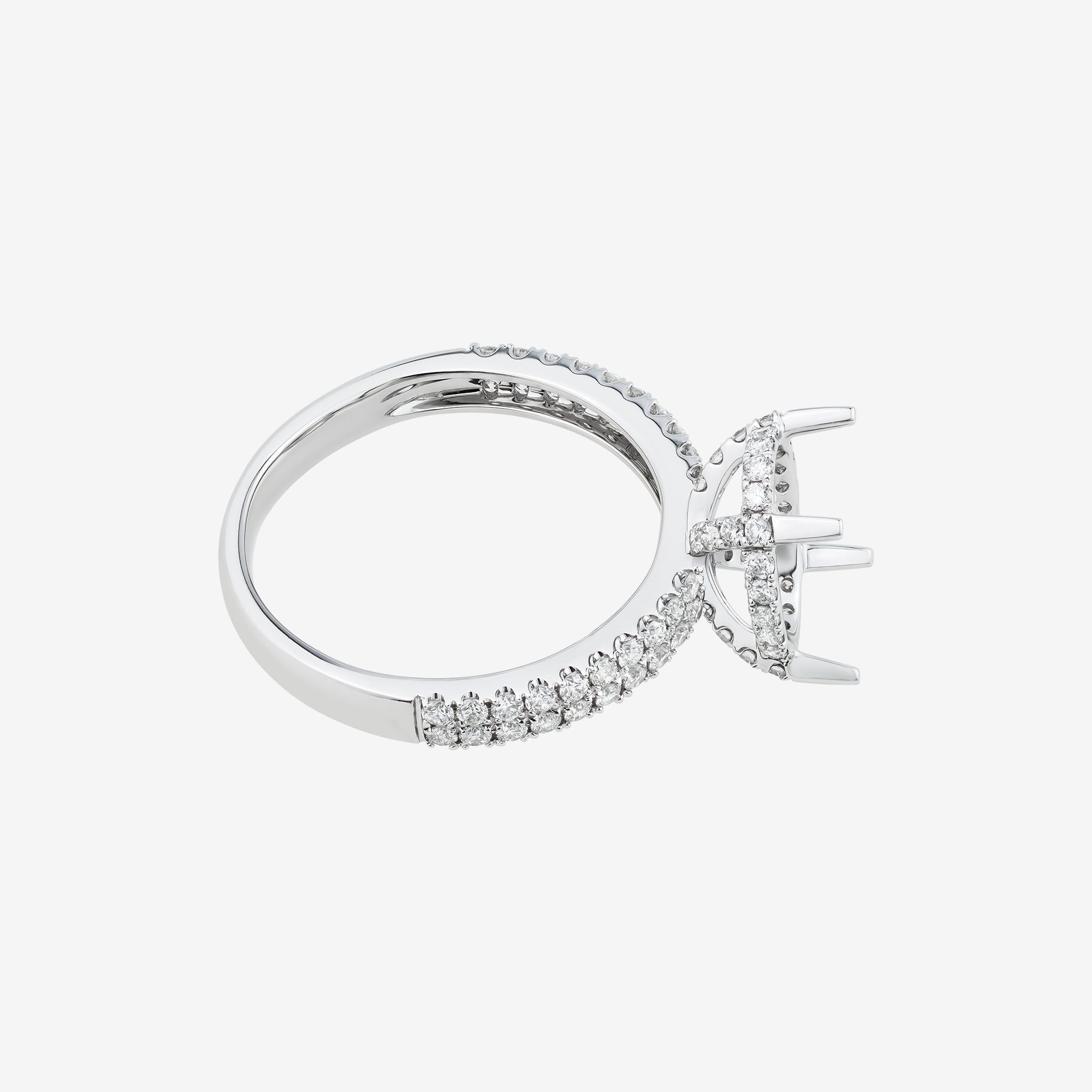 OVAL UNDER HALO SEMI-SET RING