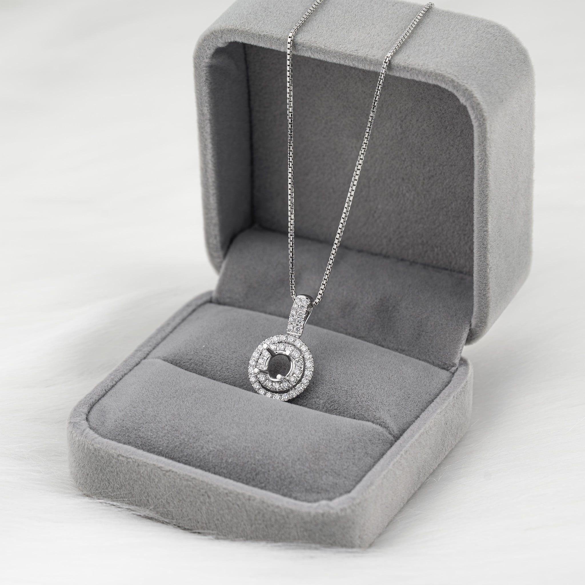 DOUBLE HALO SEMI-SET PENDANT
