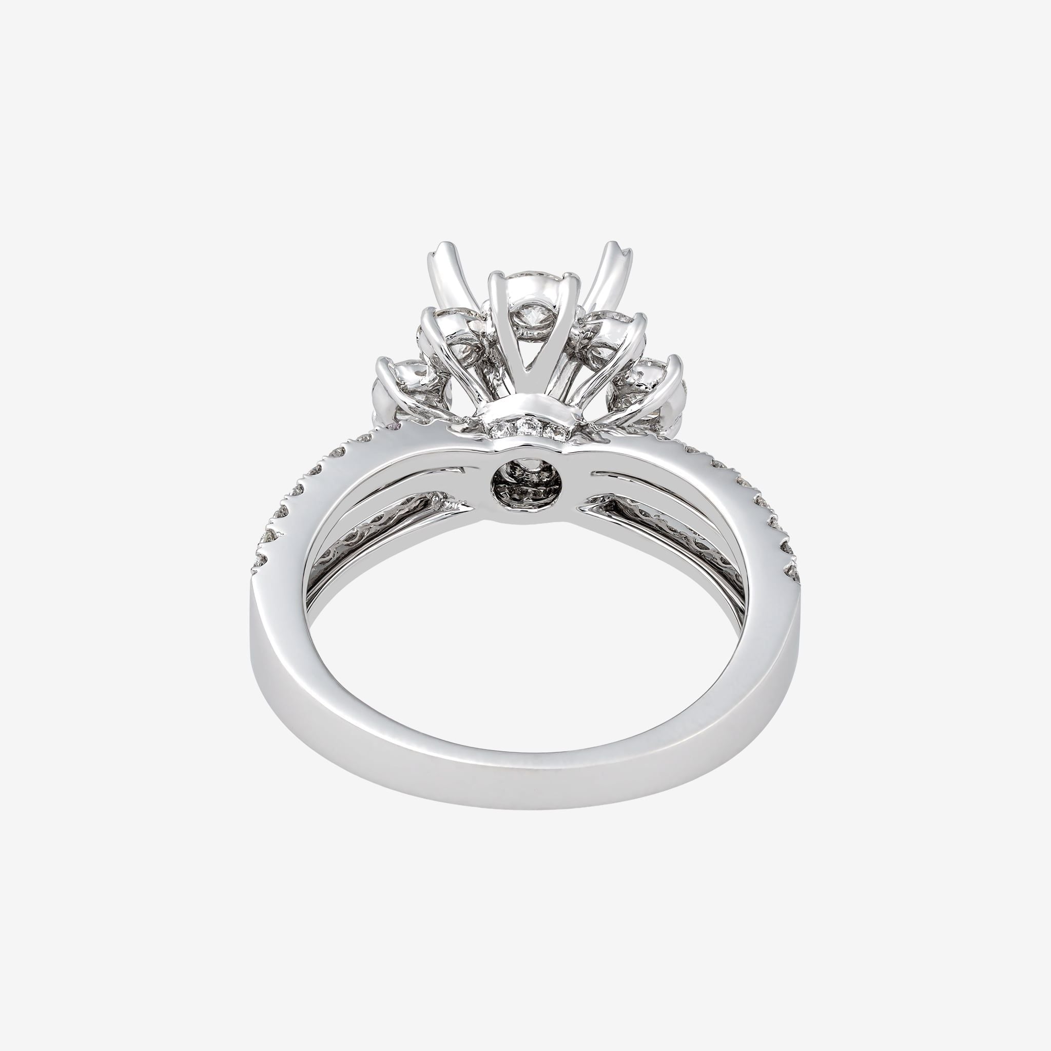 OPEN HALO TRIPLE-ROW SHANK SEMI-SET RING