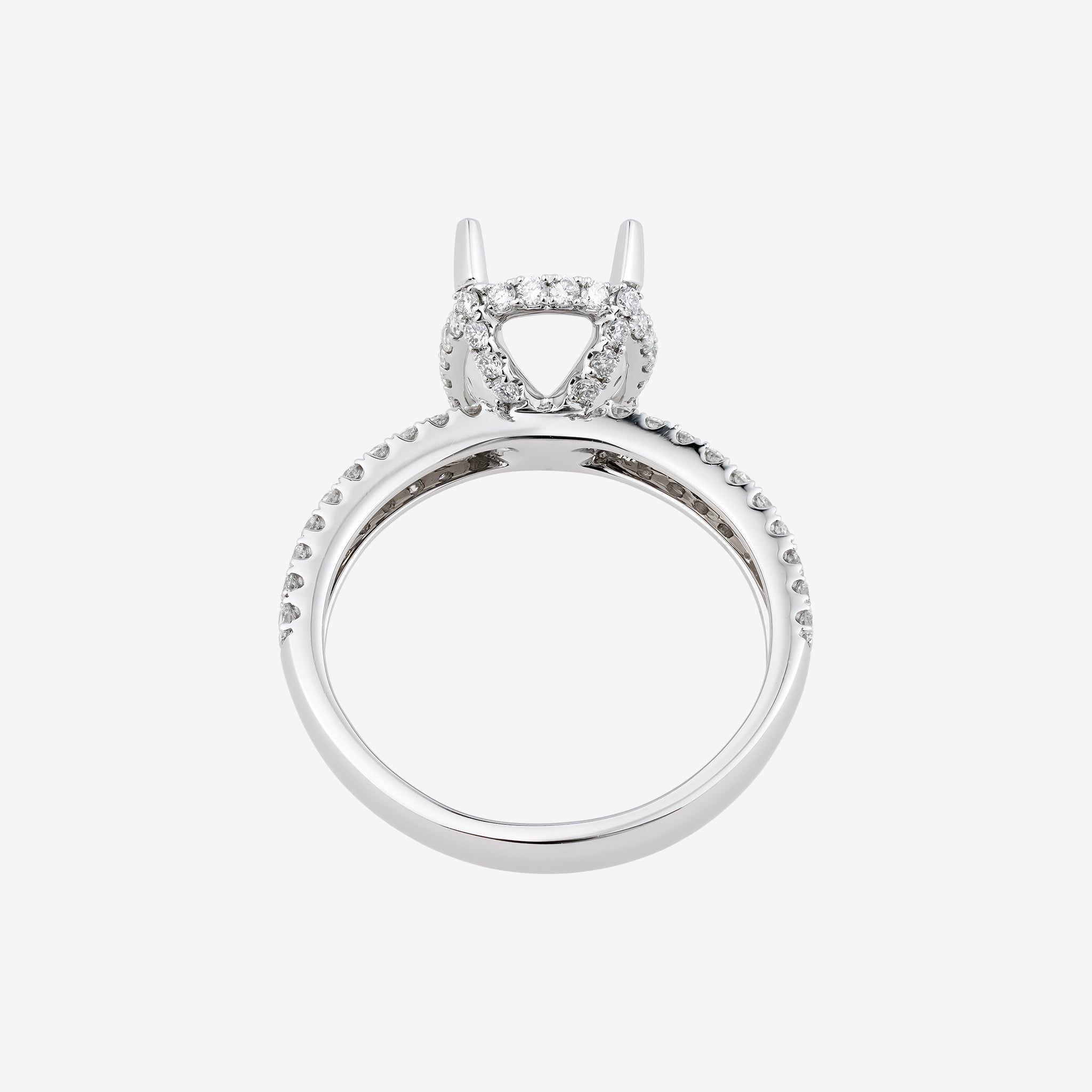 OVAL UNDER HALO SEMI-SET RING