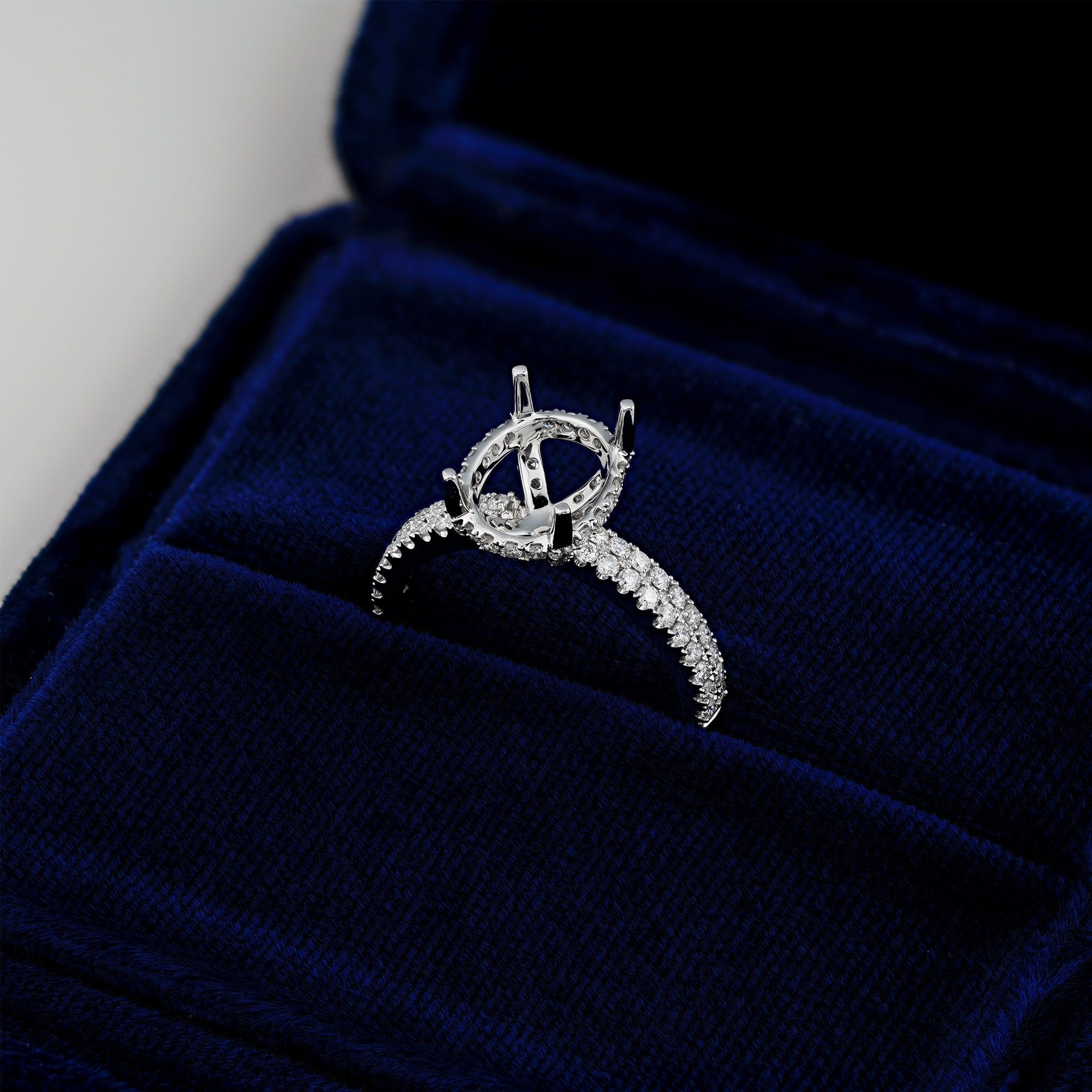 OVAL UNDER HALO SEMI-SET RING