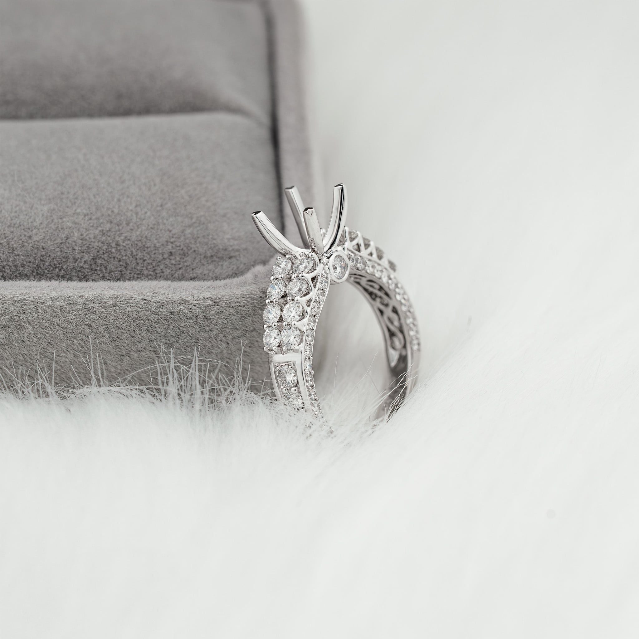 HIGH PROFILE CATHEDRAL SEMI-SET RING