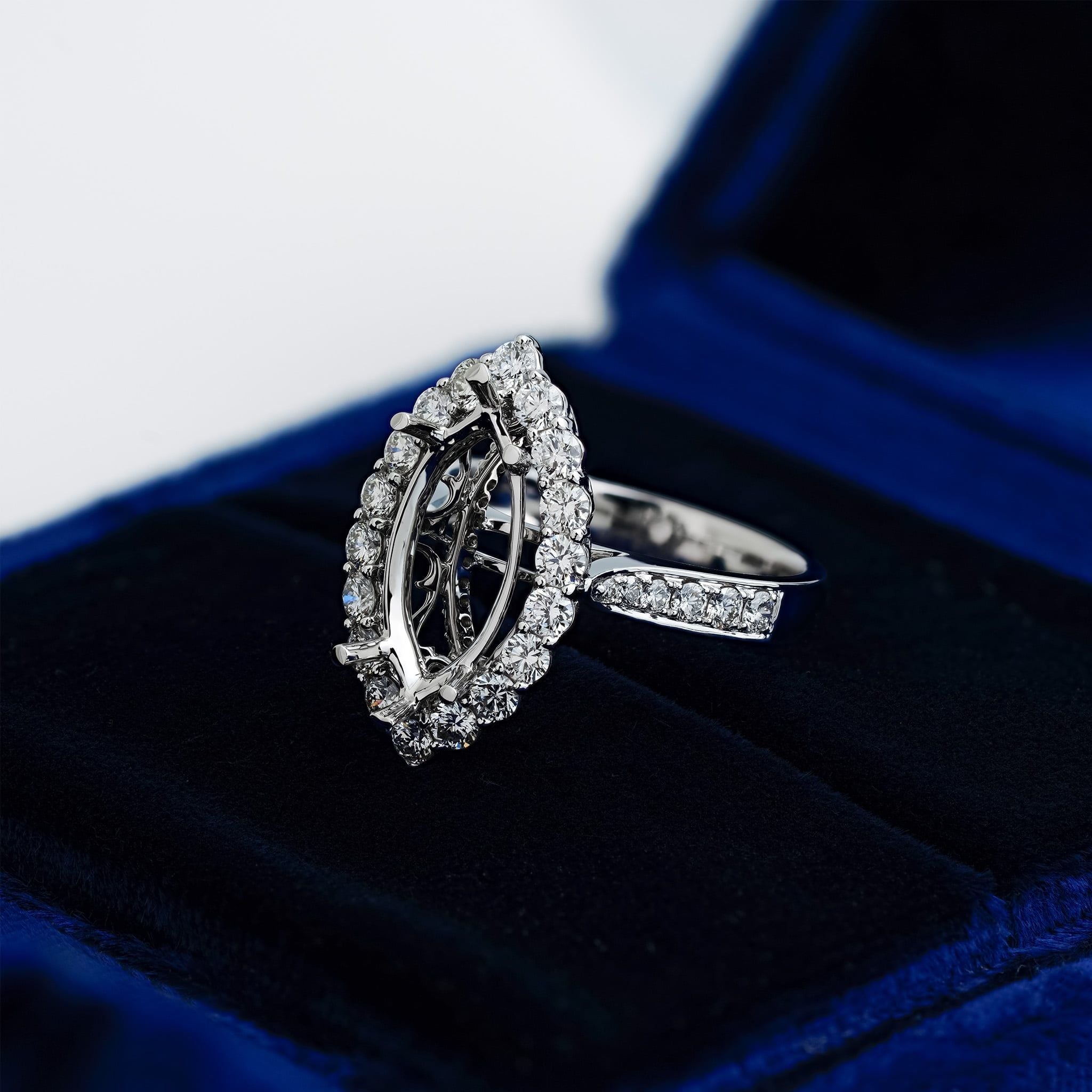 MARQUISE HALO SEMI-SET RING