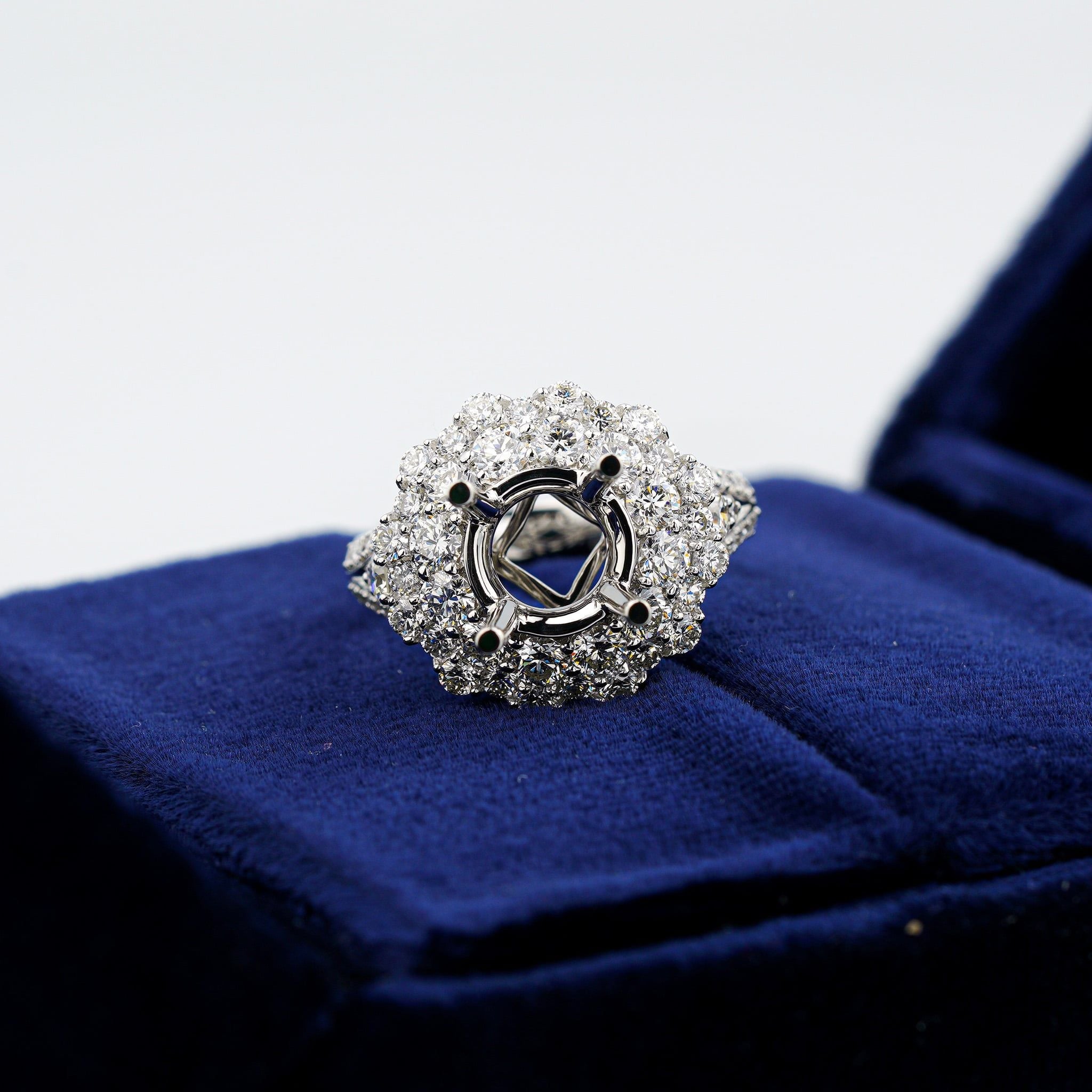 DOUBLE HALO SEMI-SET RING
