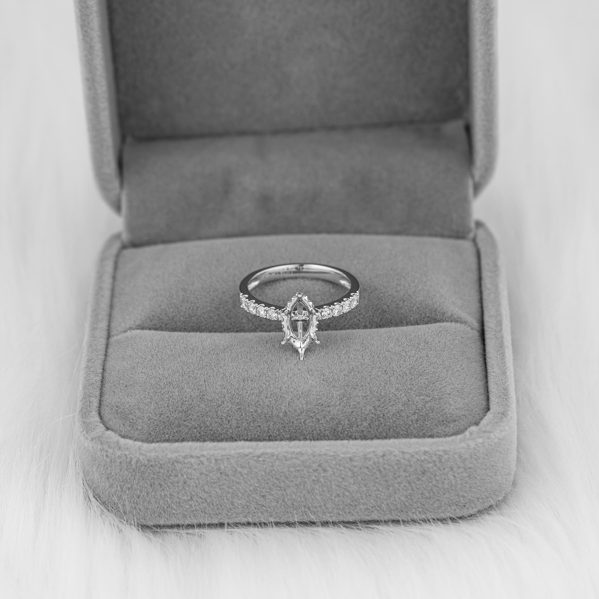 MARQUISE UNDER HALO SEMI-SET RING
