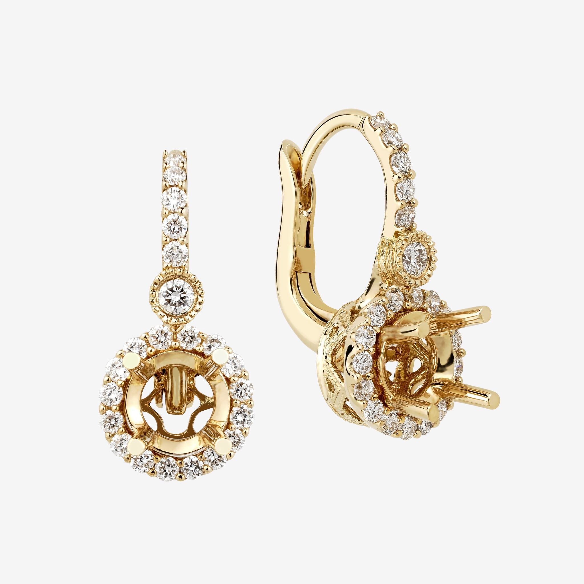 HALO SEMI-SET LEVERBACK EARRINGS